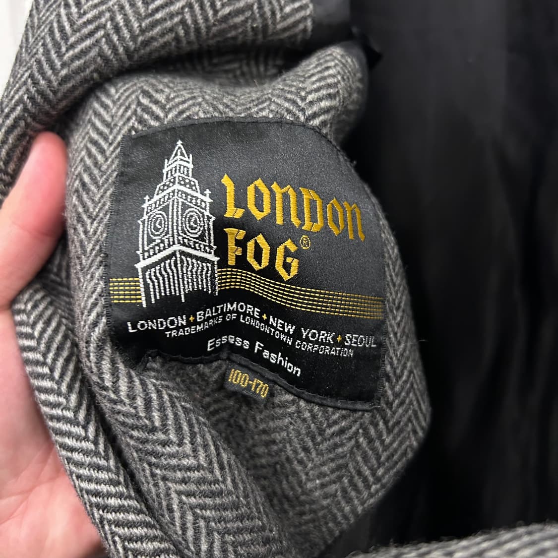 런던포그 울 헤링본 투톤 롱 더블코트 상품이미지4