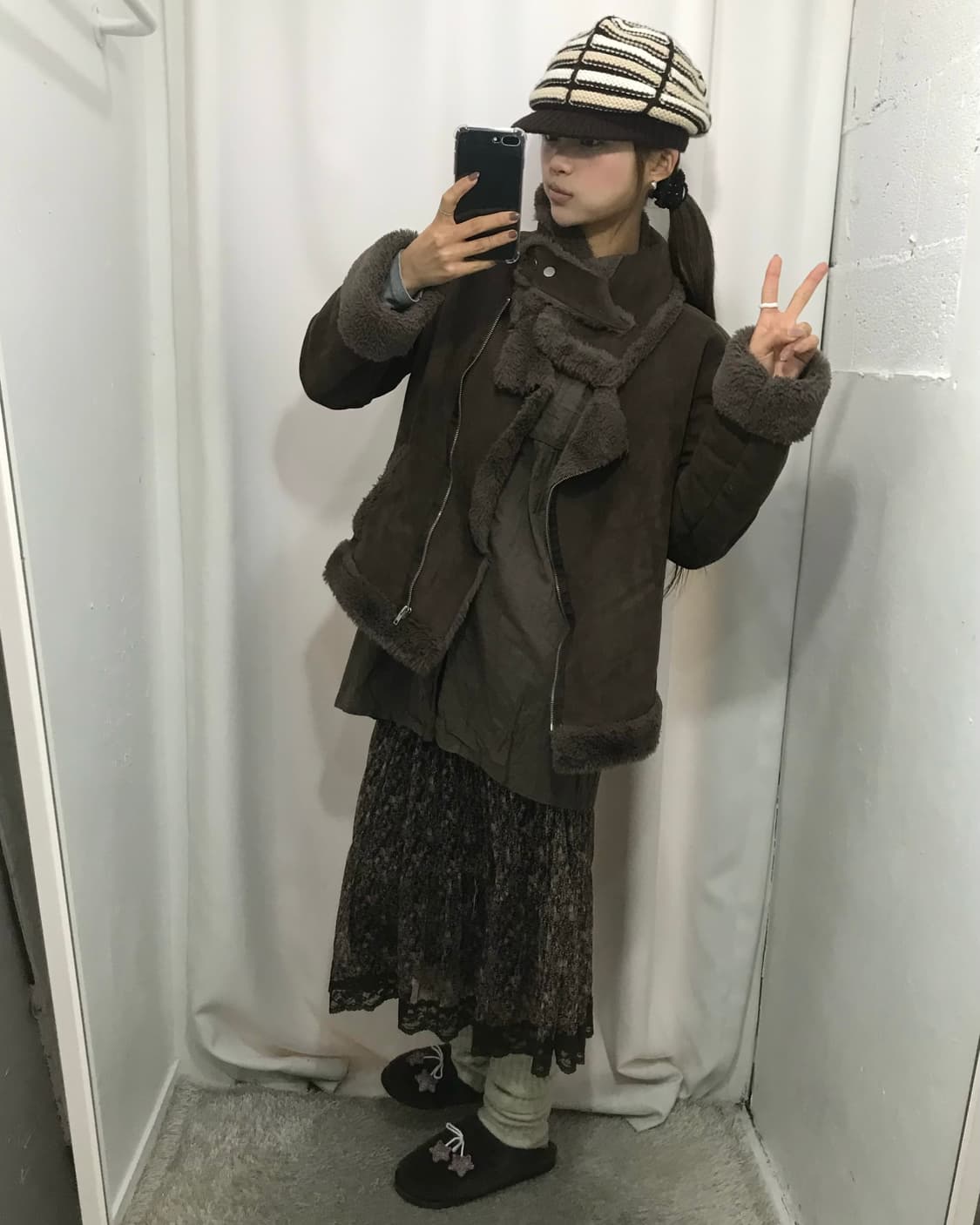 🐻브라운 버튼 무스탕 코디 세트 🐻 상품이미지4