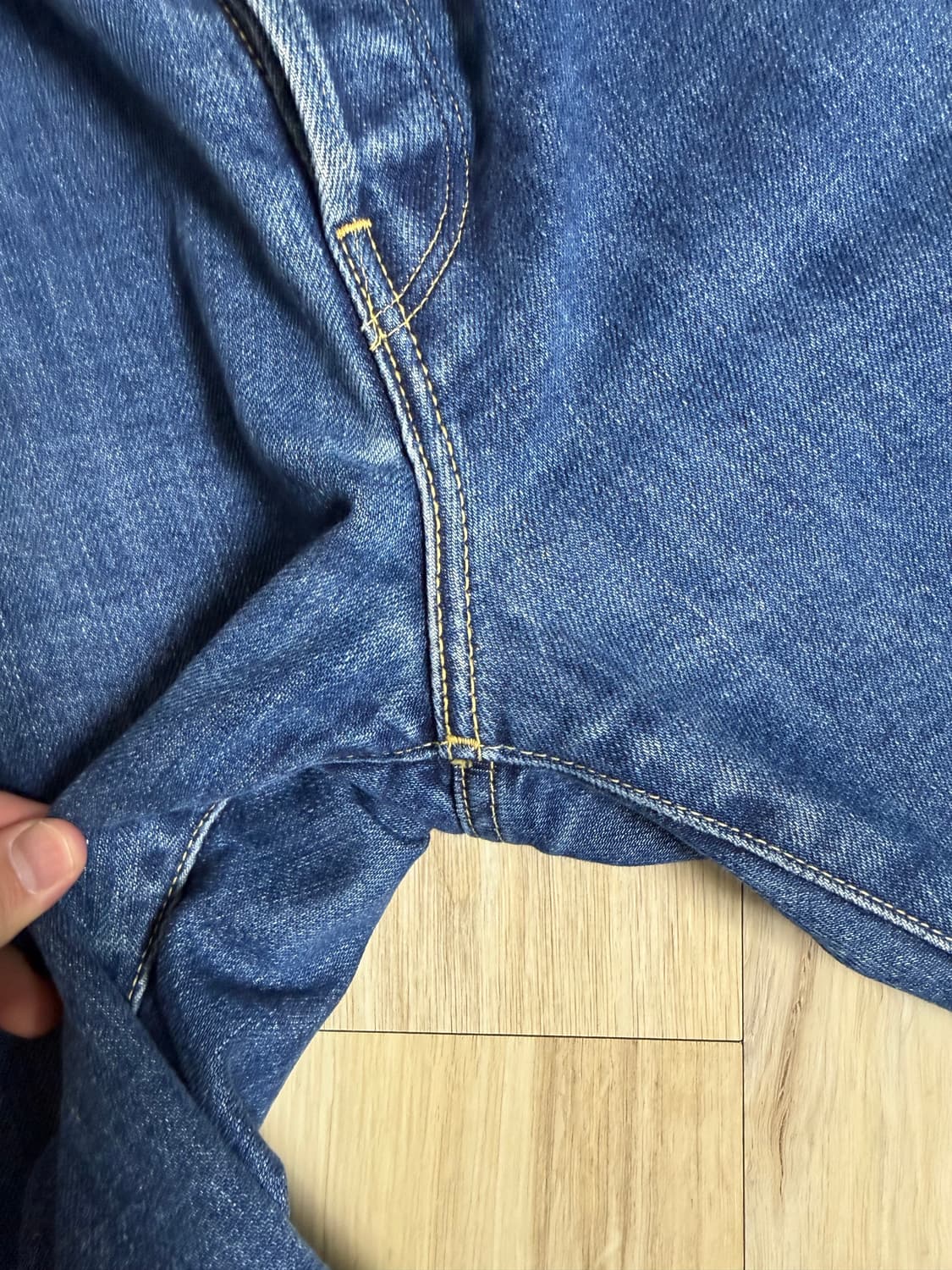 하츠키 와이드 테이퍼드 데님 유즈드 블루  4사이즈 상품이미지2