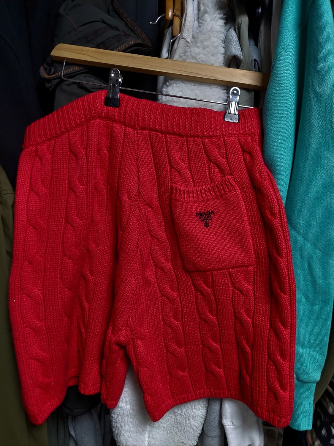 프라다 버건디 케이블 캐시미어 니트 반바지 48 백화점판 상품이미지2
