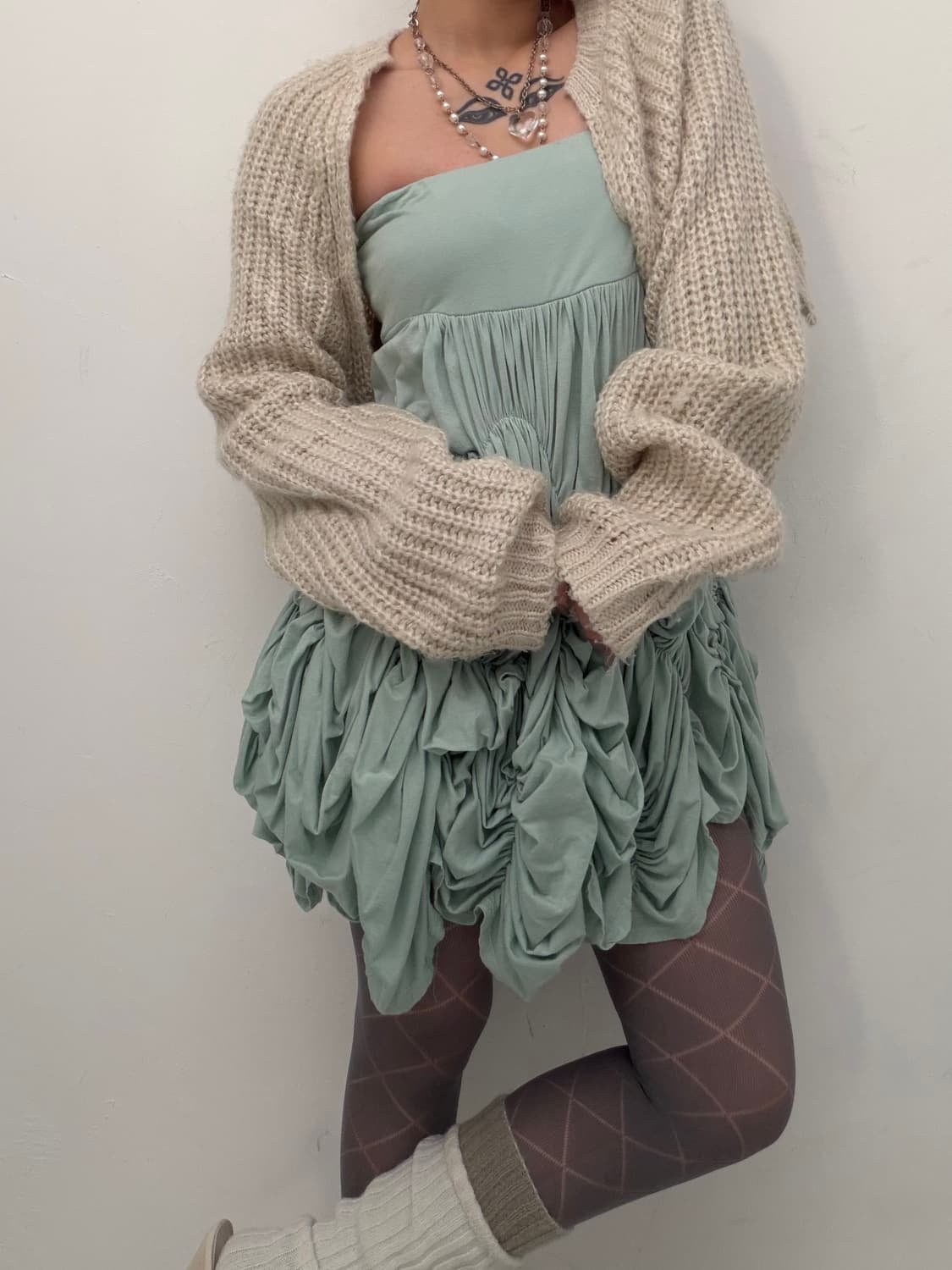 오트밀 니트 볼레로  상품이미지1