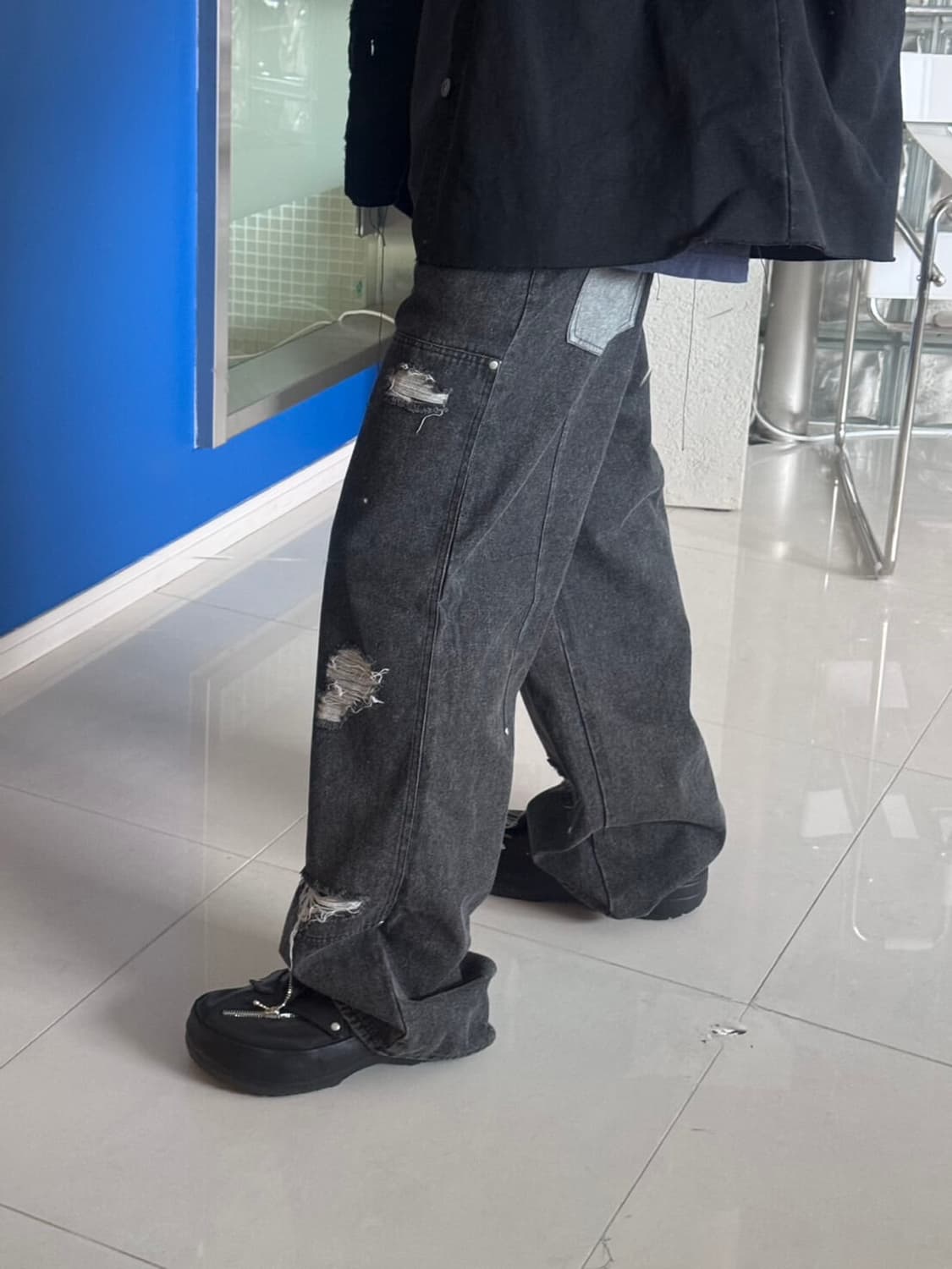 Double Knee Denim Wide Pants 상품이미지6