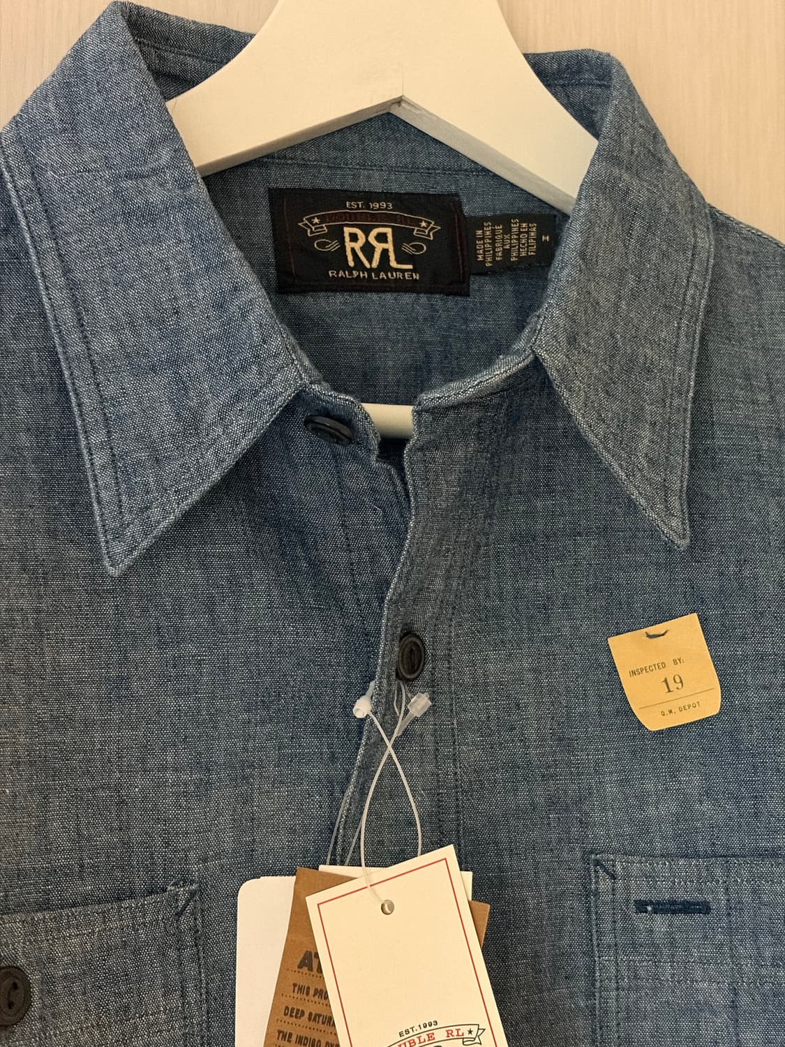 RRL 더블알엘 인디고 샴브레이 워크셔츠 M 상품이미지4