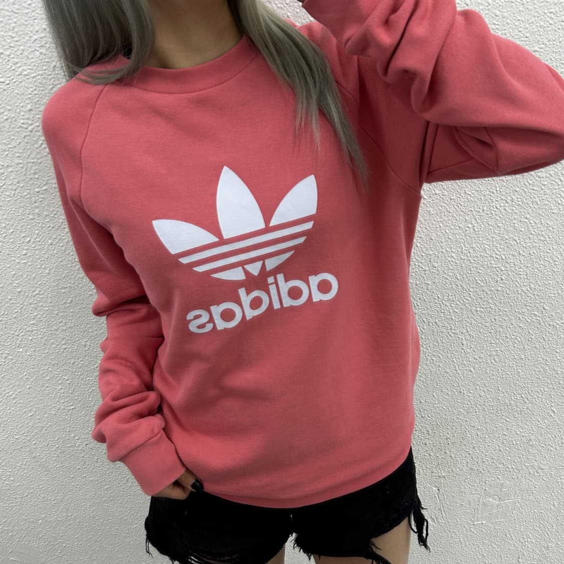 아디다스 파이어버드 로고 핑크 맨투맨 M 상품이미지1