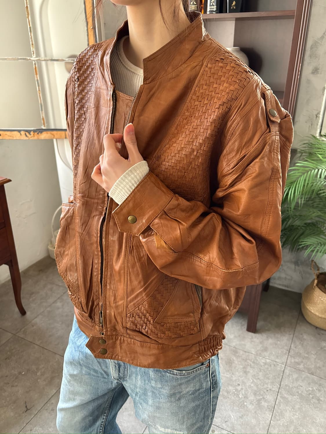 유틸리티 디테일 레더 블루종 자켓 상품이미지3