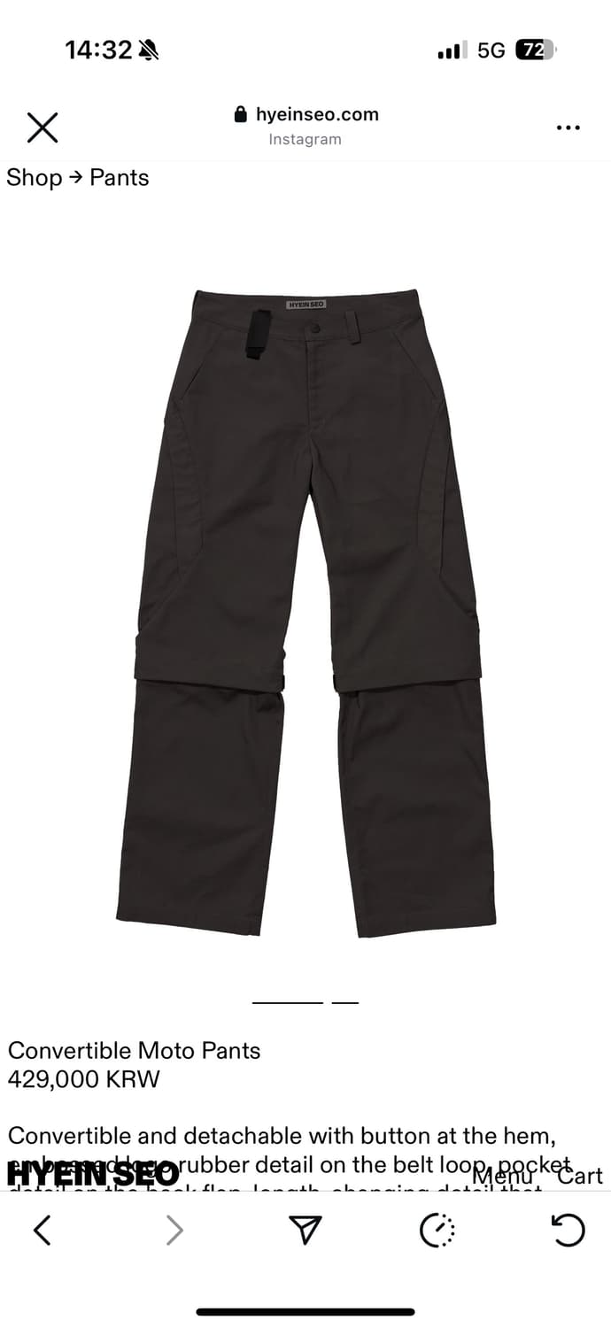 Convertible Moto Pants charcoal size 1 상품이미지1