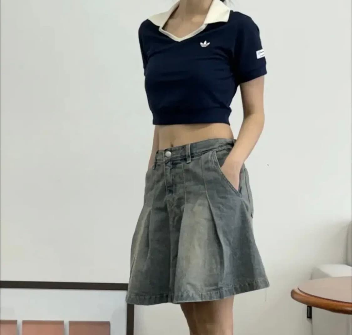 Adidas 아디다스 테니스 크롭 카라 네이비 s 상품이미지2