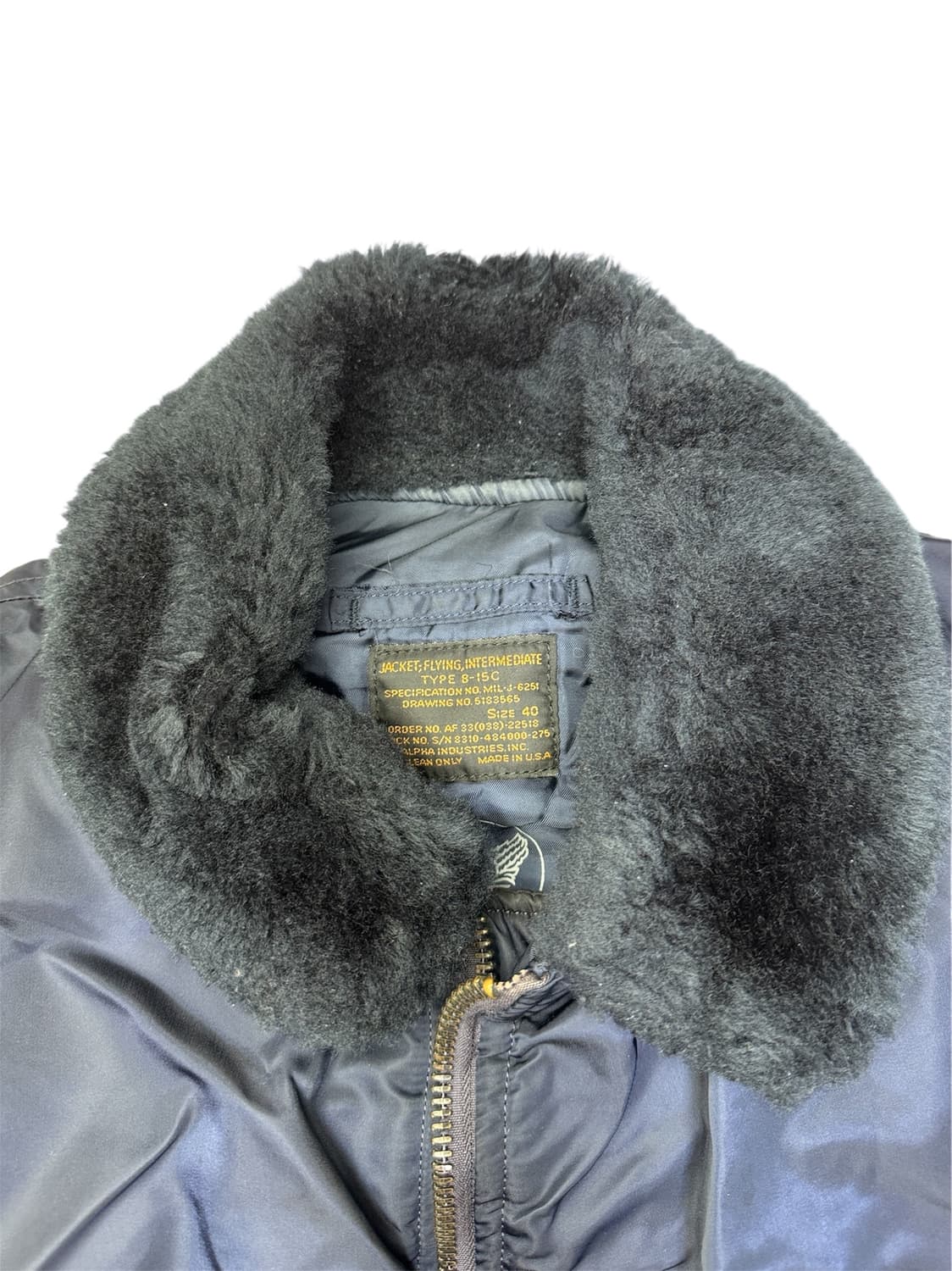 빈티지 90s 알파인더스트리 B-15C 항공자켓 네이비 40 상품이미지3