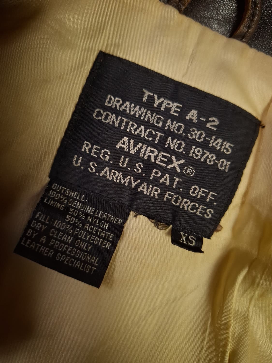 새제품급 90's오리지날 아비렉스 미육군 항공대 A-2 리얼레더 항공자켓 상품이미지3