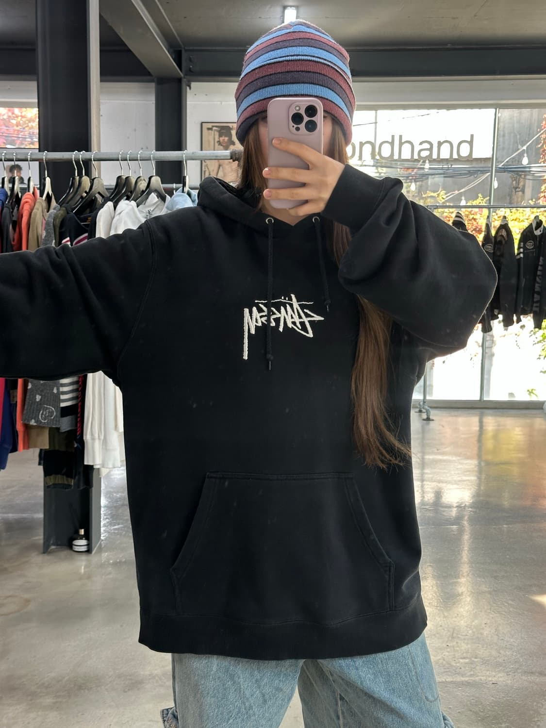 스투시 스탁로고 후드티 블랙 상품이미지3