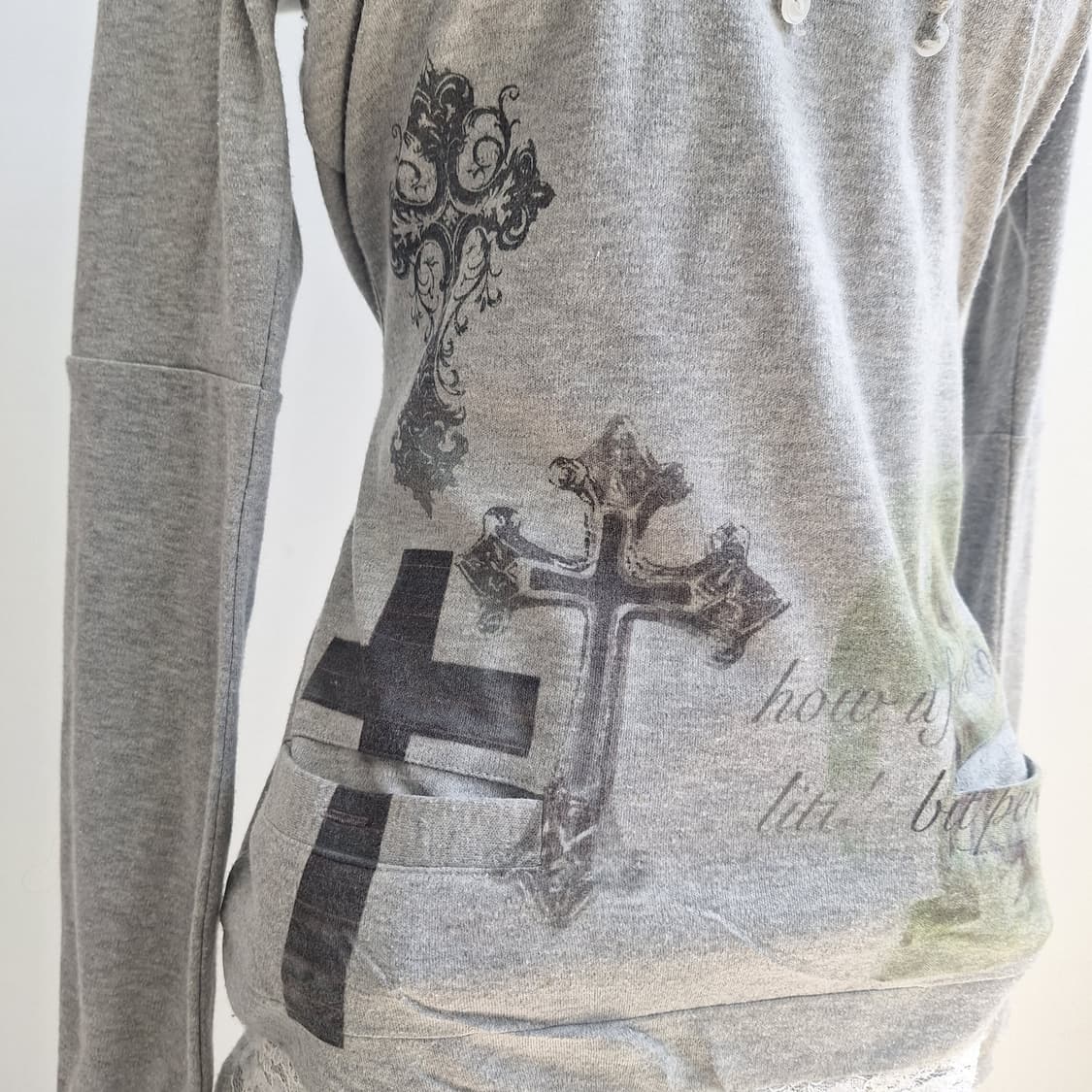 Cross angel hoodie y2k 후디 롱슬리브 빈티지 커스텀 상품이미지5