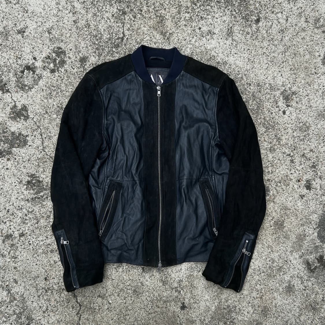 알마니 익스체인지 레더 스웨이드 믹스드 자켓 상품이미지1