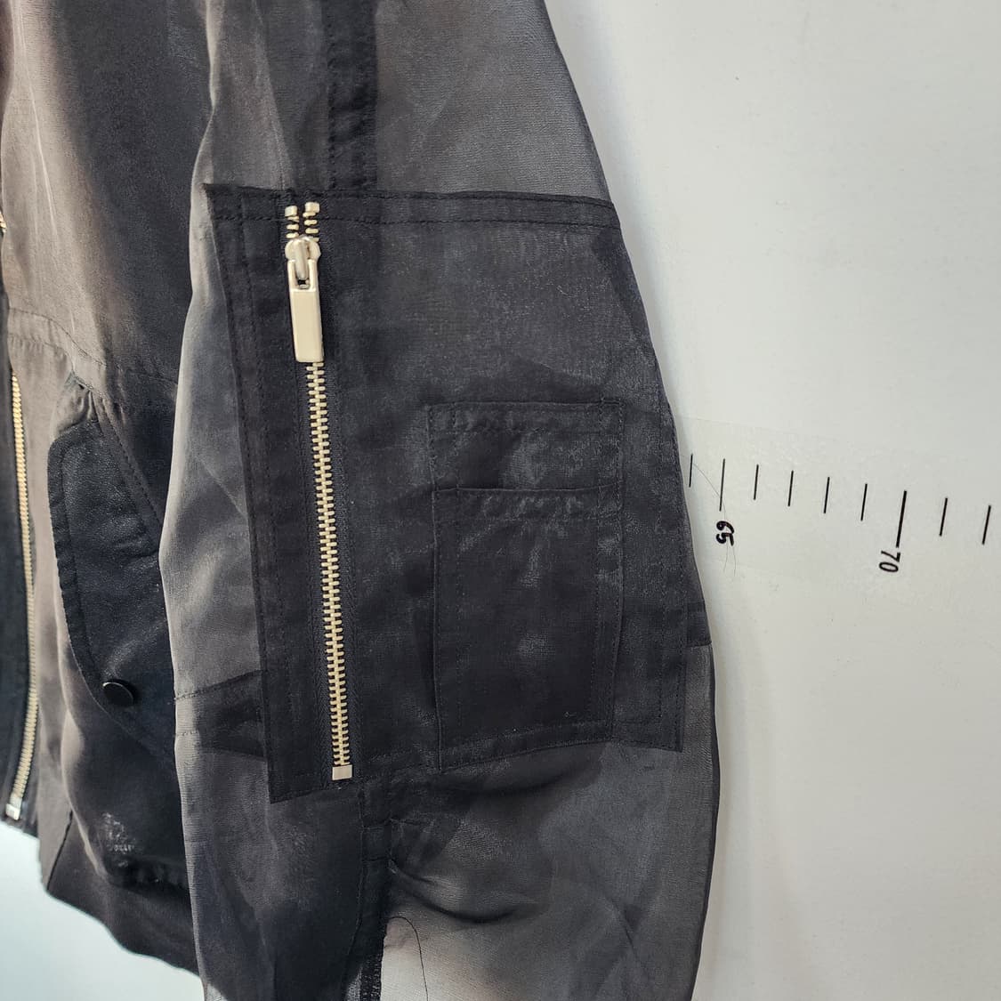 블랙 시스루 봄버 자켓 상품이미지3