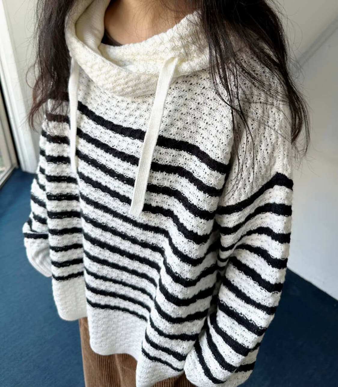 BIG silhouette loose knit hooded P/O 상품이미지8