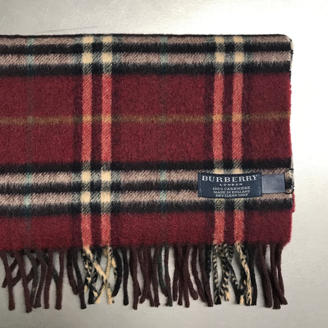 버버리 정품 캐시미어 머플러 버건디 상품이미지3