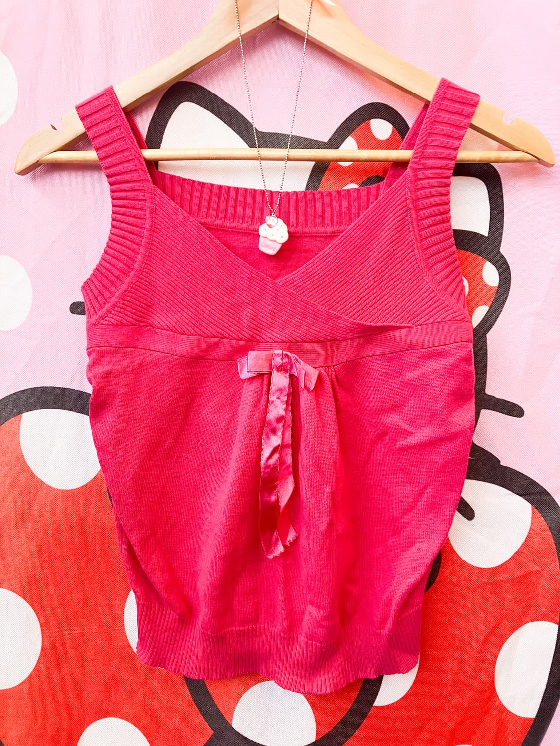 핫핑크 리본 슬리브리스 상품이미지2