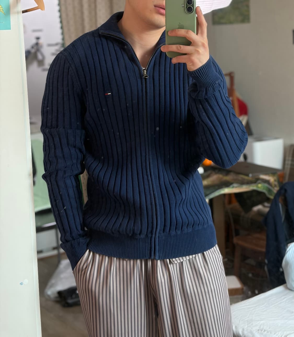 타미힐피거 데님 니트 집업 네이비(L) 상품이미지6