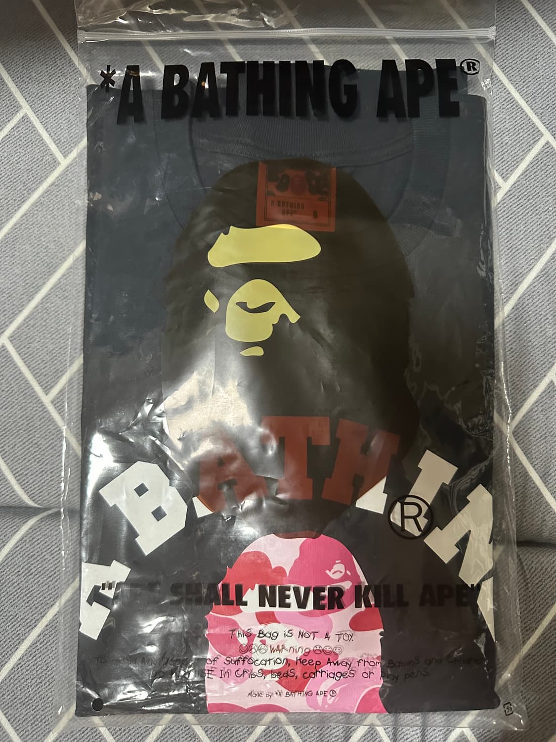 베이프 컬리지 로고 반팔티셔츠 블랙 핑크 상품이미지2