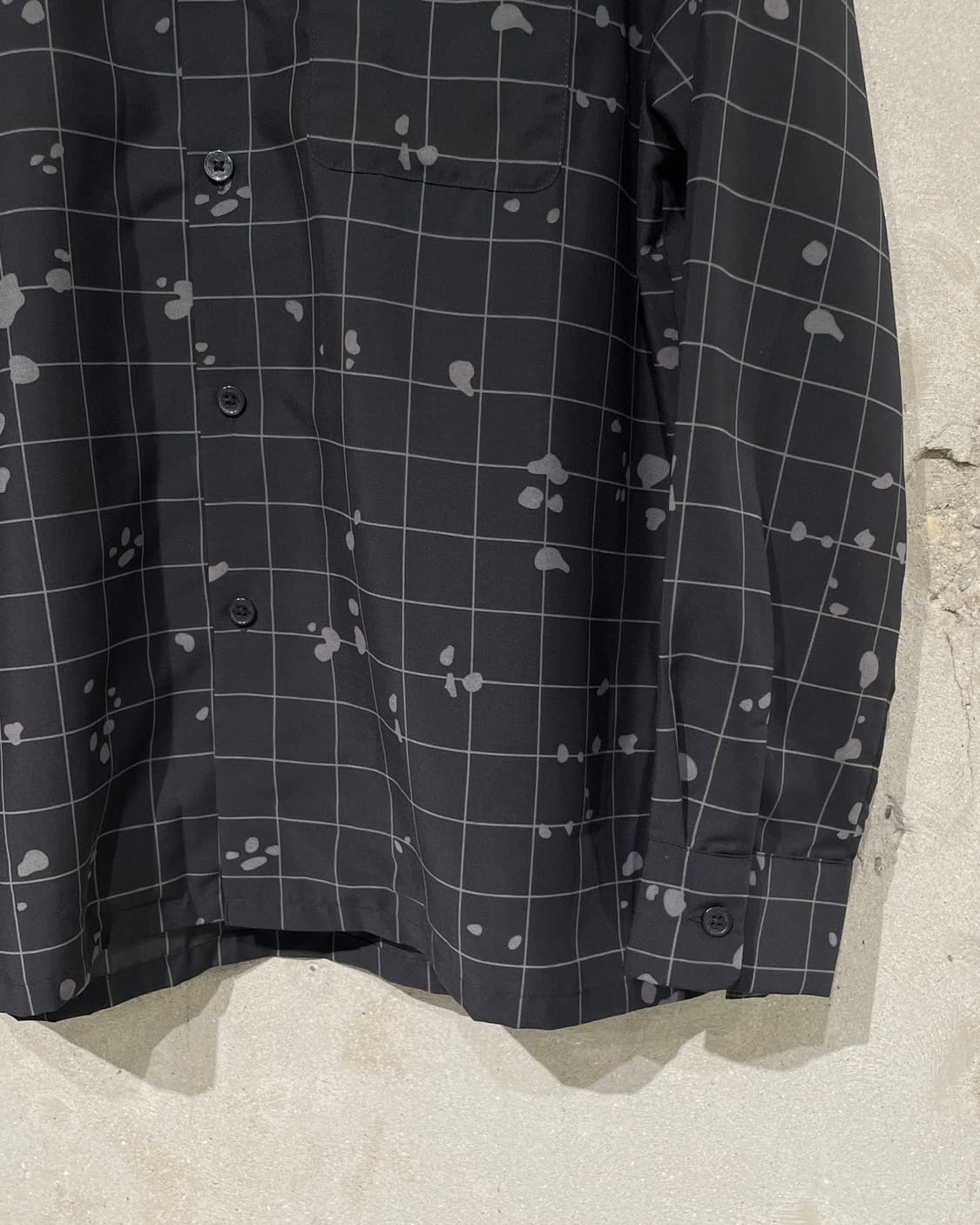 gu x 언더커버 블랙 블라치 폴리에스터 체크 셔츠 상품이미지5