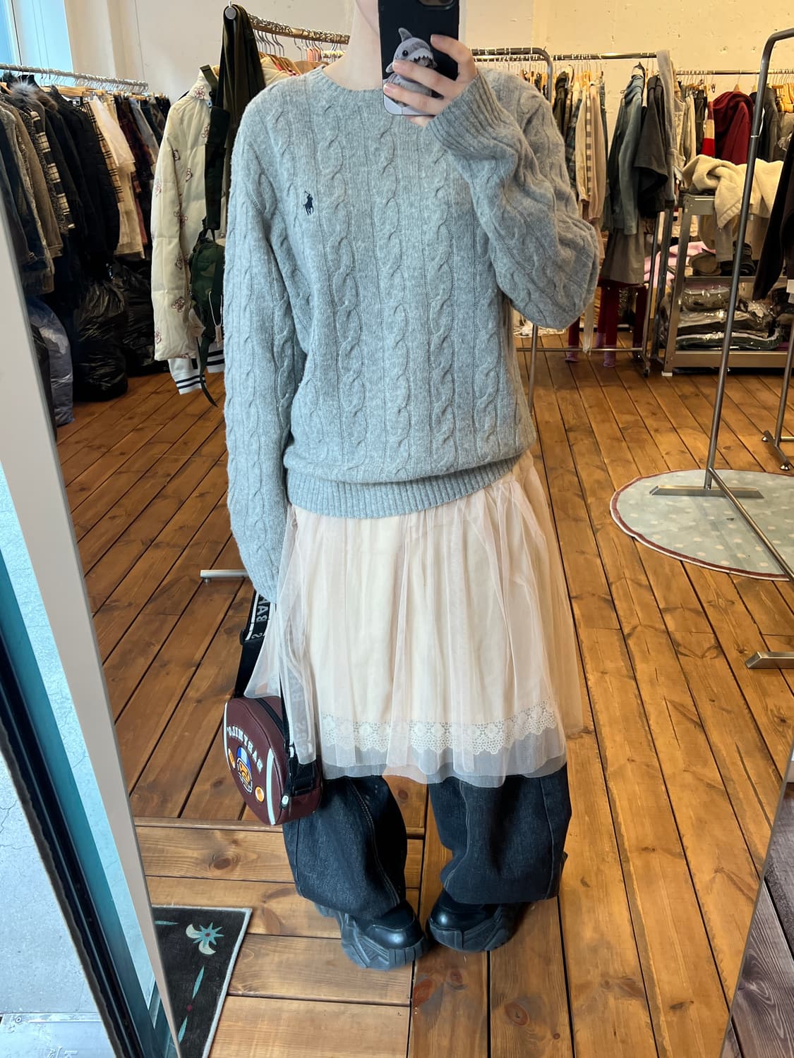 폴로 그레이 꽈배기 니트 상품이미지5