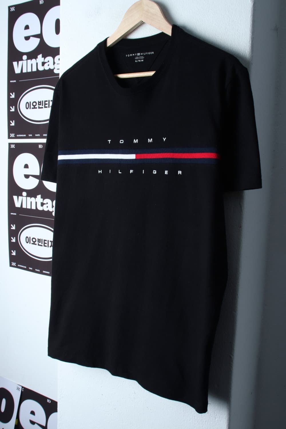 (XL-2XL) 타미힐피거 반팔 티셔츠 빅사이즈 빅로고 블랙-H33561 상품이미지1