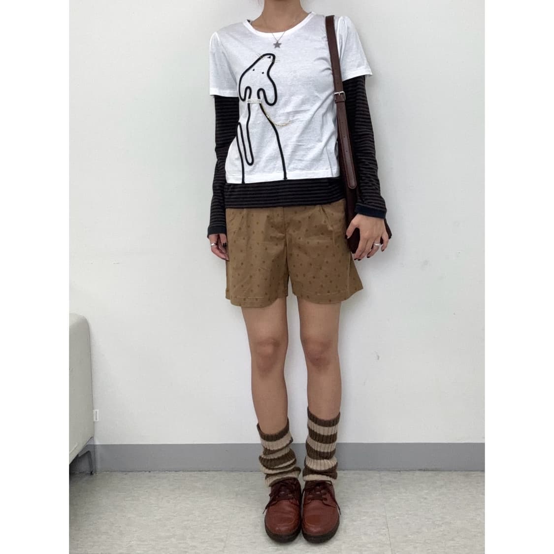 빈티지 브라운 도트 숏팬츠 반바지 상품이미지1