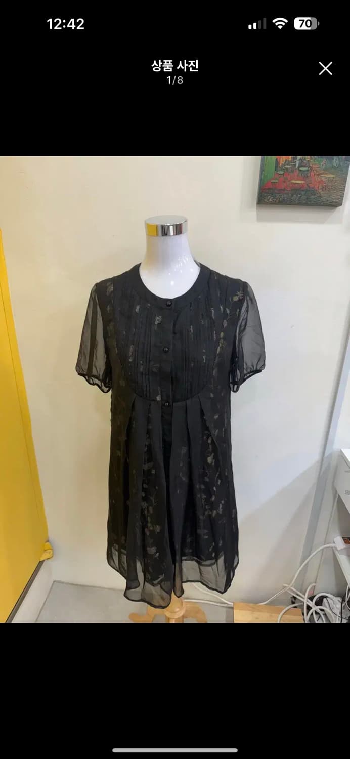 vtg 플라워 자수 시스루 블랙 원피스  상품이미지1