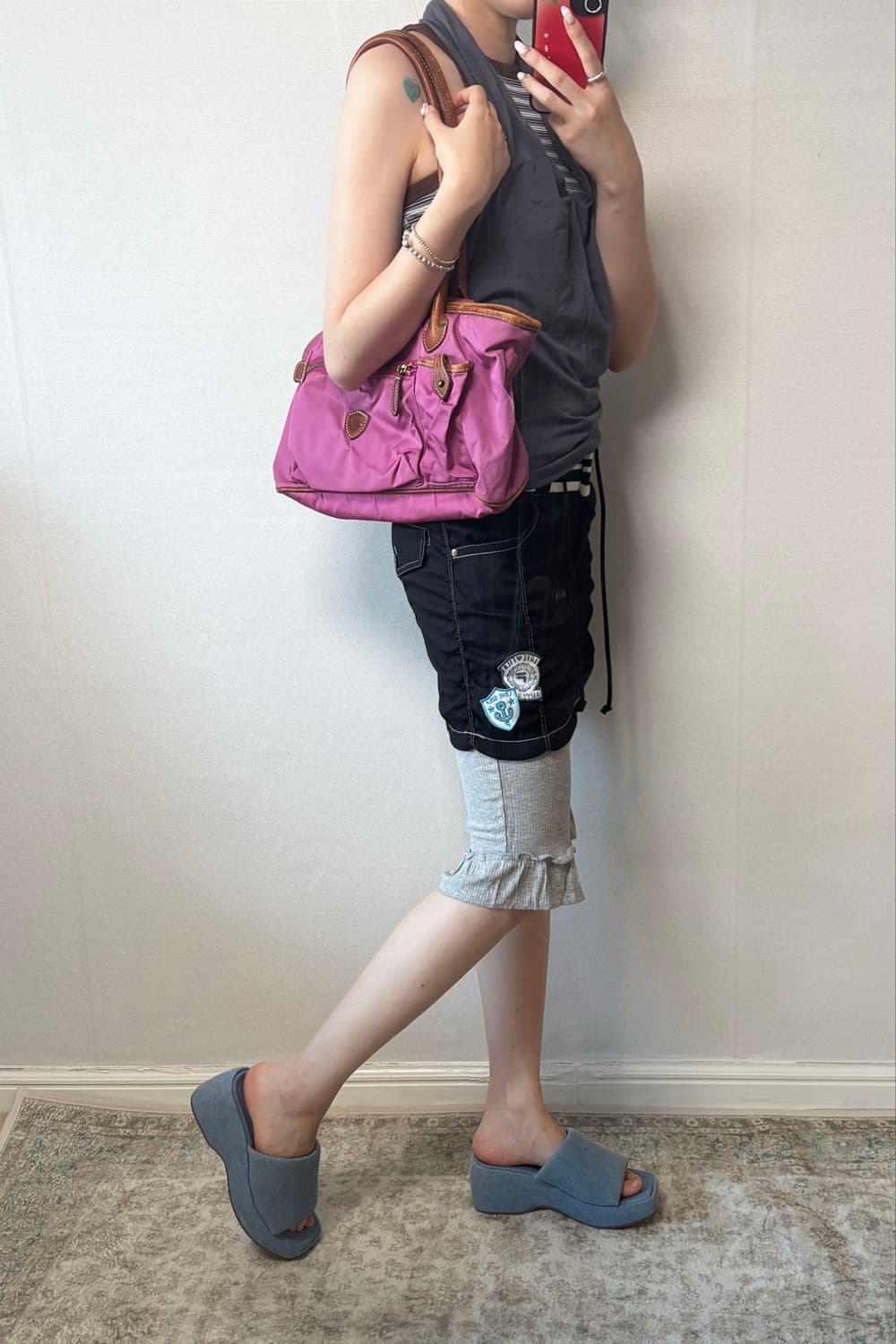 Nylon Leather Shoulder Bag 상품이미지1