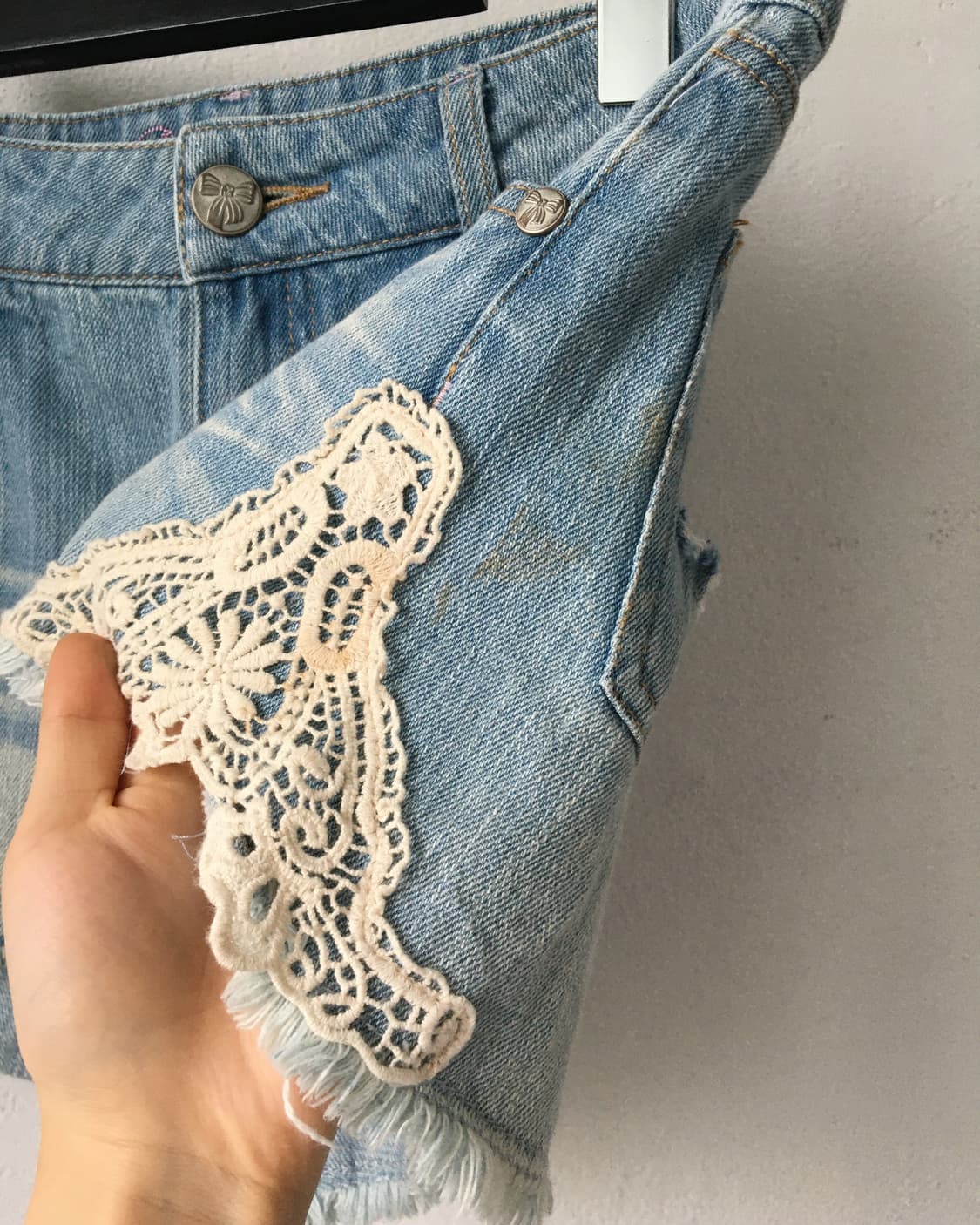 Crochet trimming denim short 상품이미지4