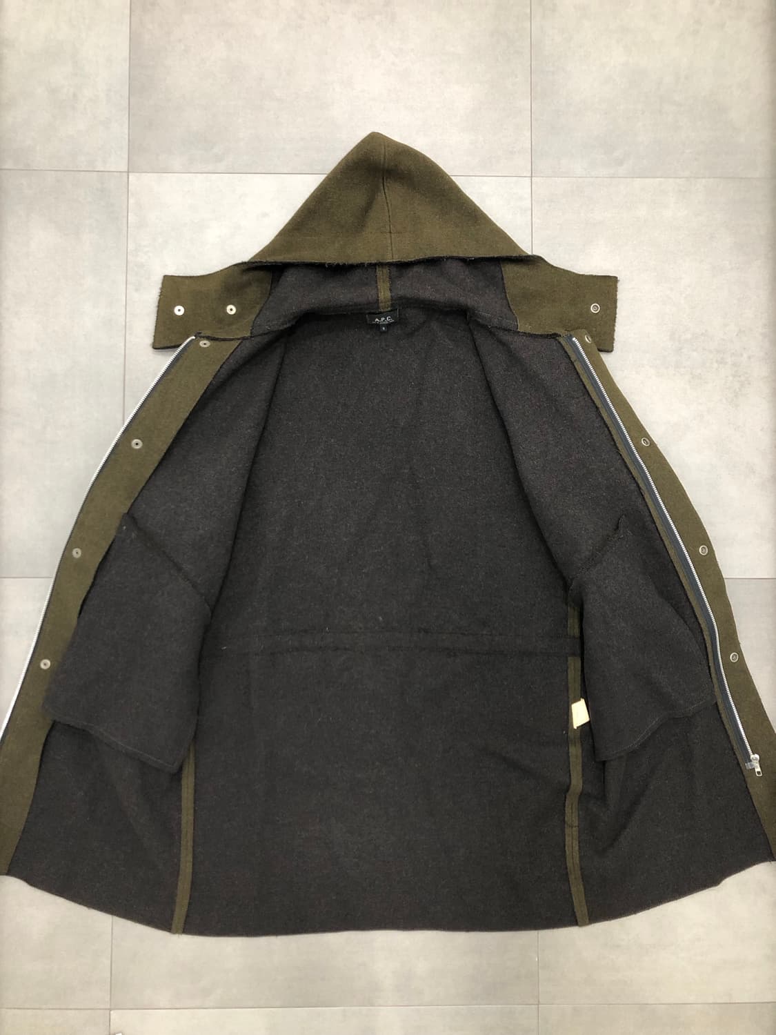 아페쎄 apc 울100 프랑스 밀리터리 후드 코트 S 상품이미지4