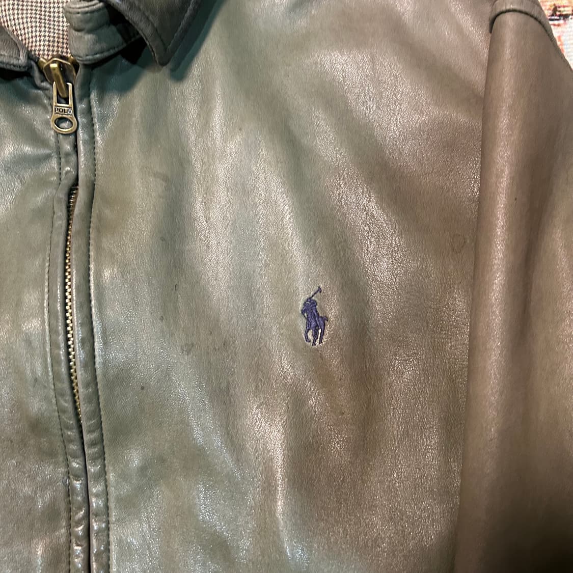 [XL] 90s 폴로 랄프로렌 맥스웰 레더자켓 올리브 그린  상품이미지3