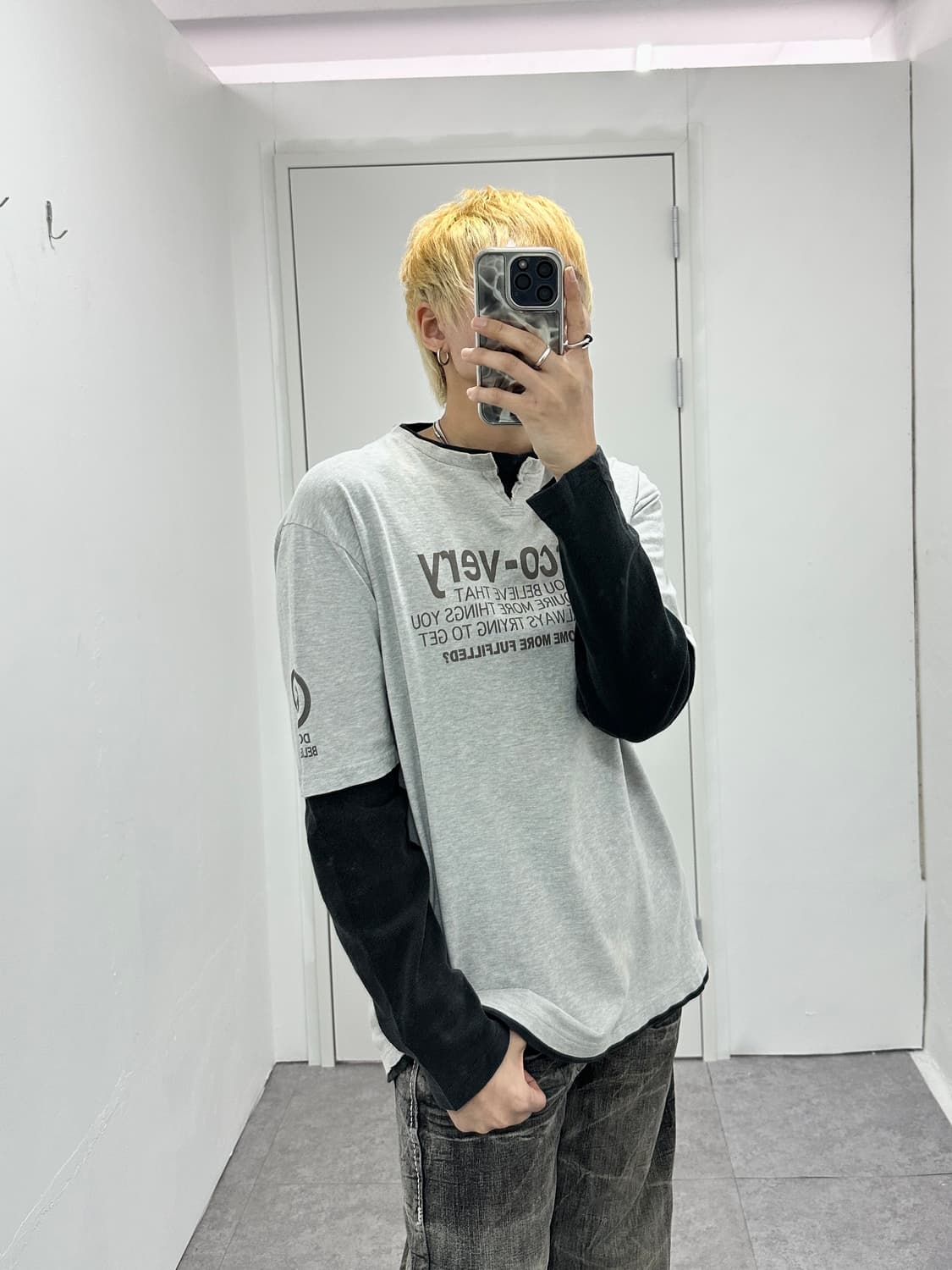 Black SMACK Basic fake layered sleeve 상품이미지1