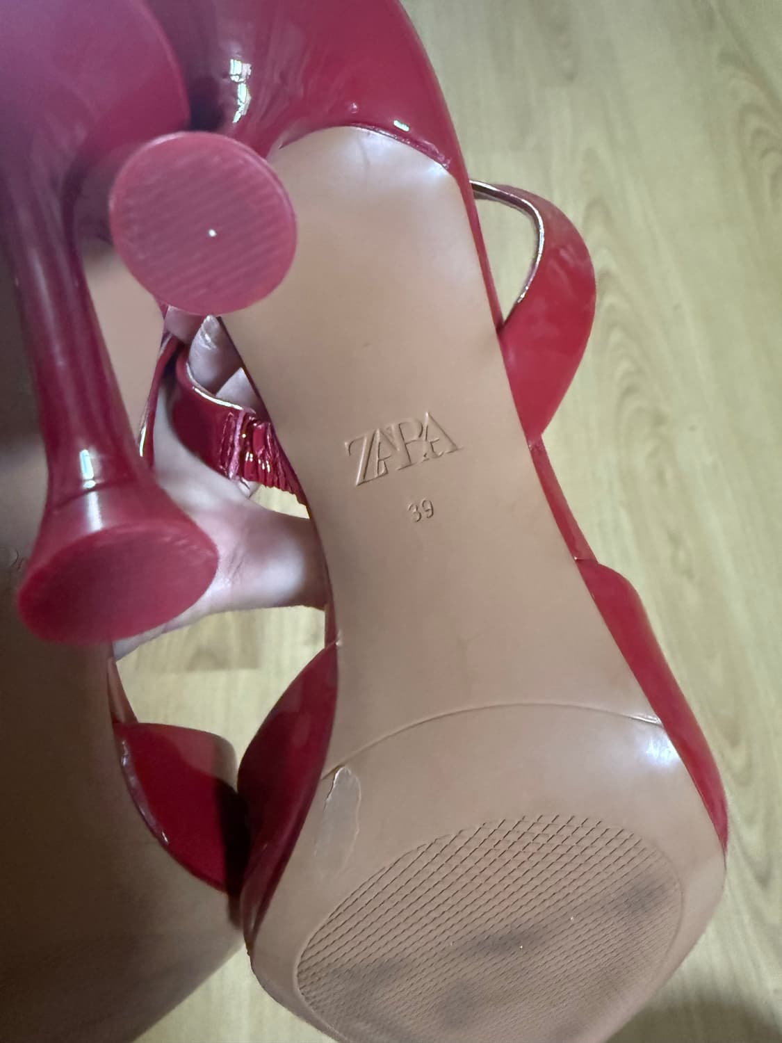 자라 Zara 레드 슬링백 39(245-250mm) 상품이미지5