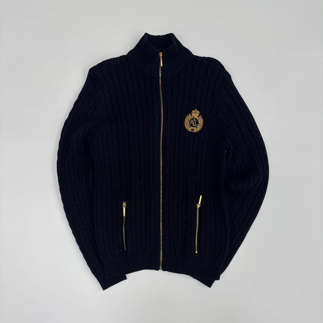 폴로 랄프로렌 네이비 RL 월계수 케이블 걸즈 니트 집업(L) 상품이미지2