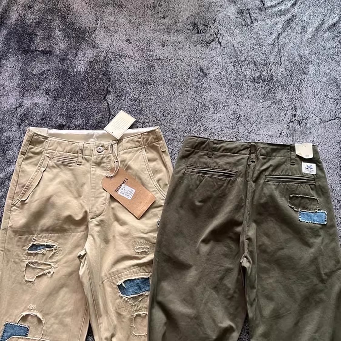 ️️️♦️ COZY / 러기드 코튼 패치워크 빈티지 치노 와이드 팬츠 상품이미지5