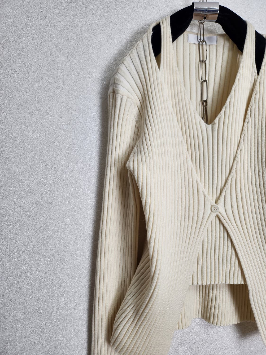 Neev 니브 컷아웃 리브드 원버튼 가디건55 66 상품이미지5