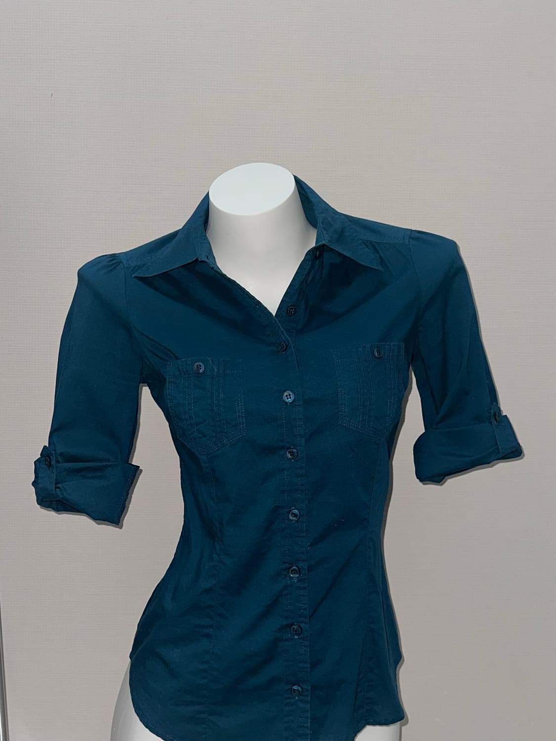 빈티지 청록 슬림핏 셔츠 상품이미지3