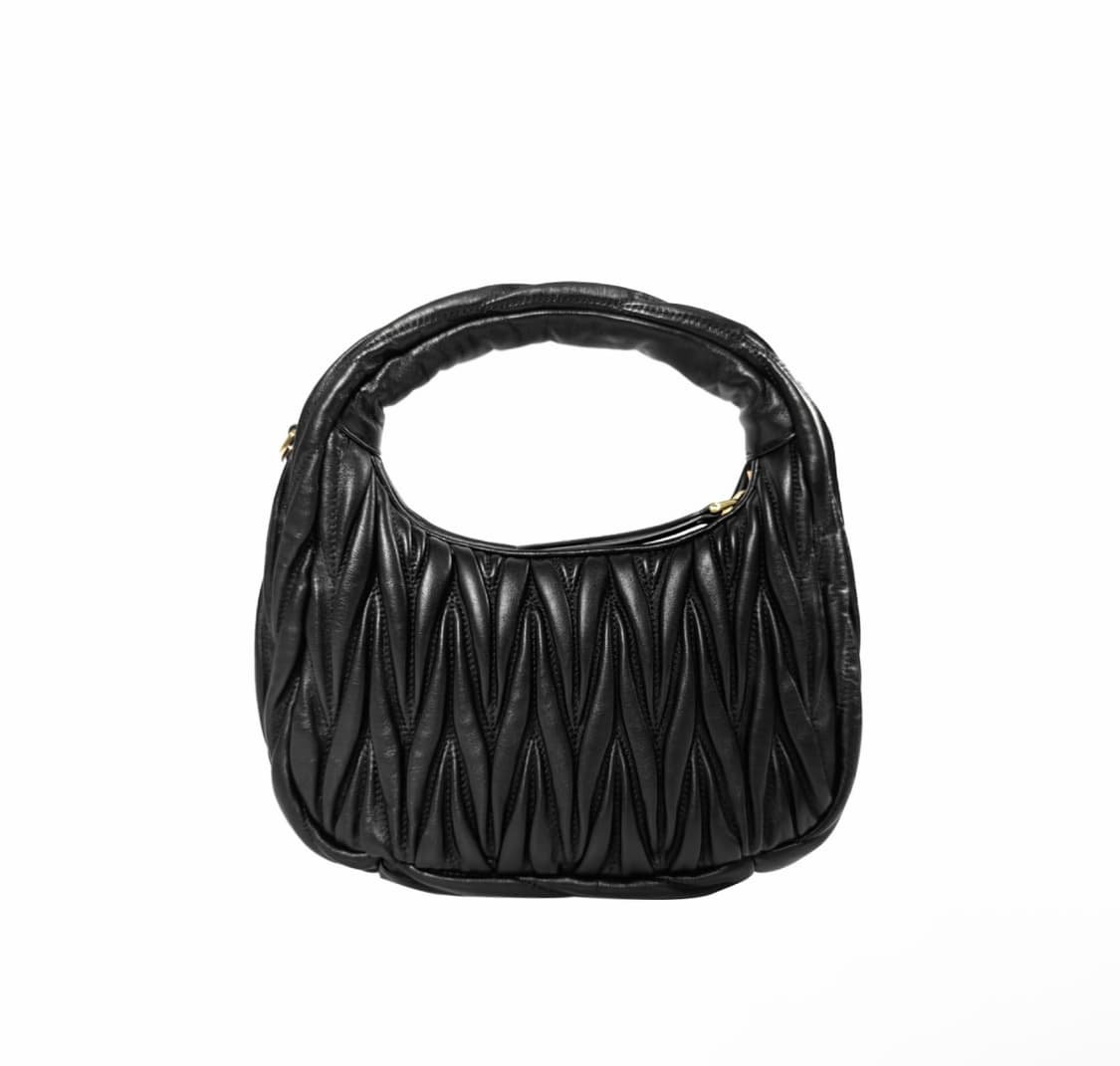 [S] 미우미우 여성 완더 마테라쎄 나파 가죽 숄더 호보백 블랙 스몰 상품이미지3