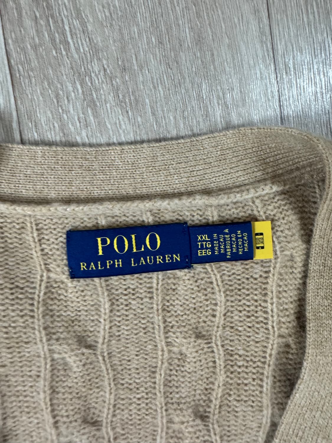 2XL 폴로 랄프로렌 울캐시미어 케이블 니트 꽈배기 가디건 베이지 상품이미지2