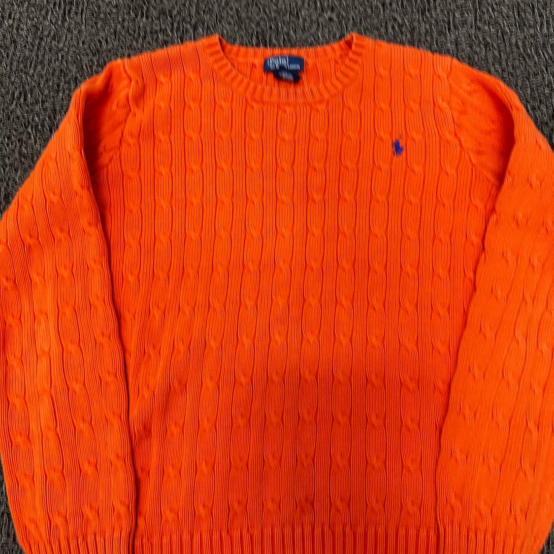 POLO 폴로 랄프로렌 여성 케이블 꽈배기 니트 주황 S 상품이미지2