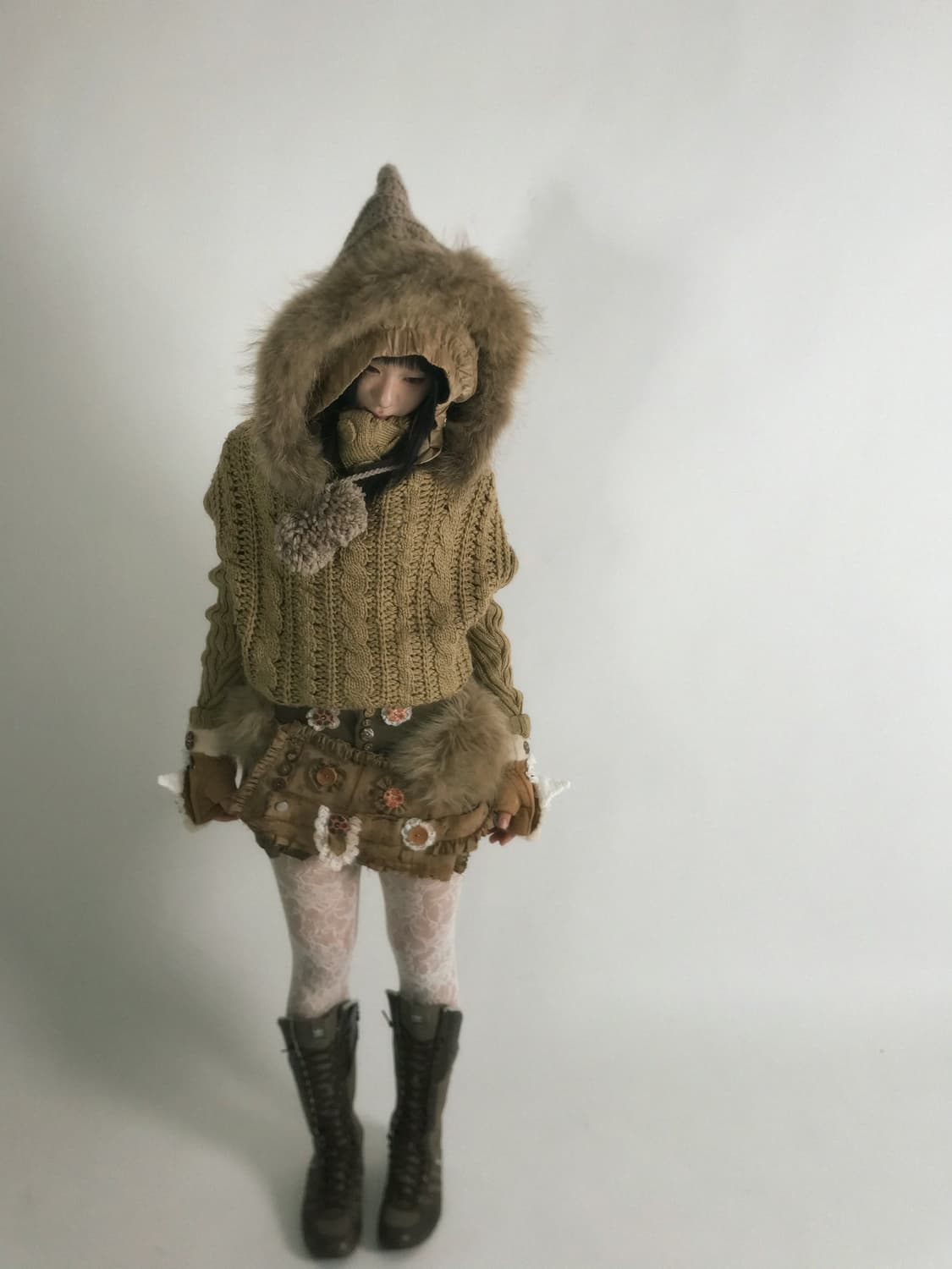 Custom🐾)pom-pom fur bonnet hood 상품이미지7