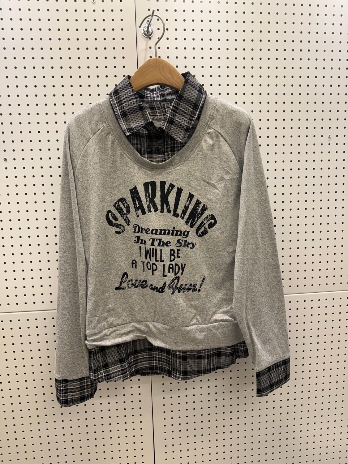 레이어드 체크 셔츠 맨투맨 U832 상품이미지2