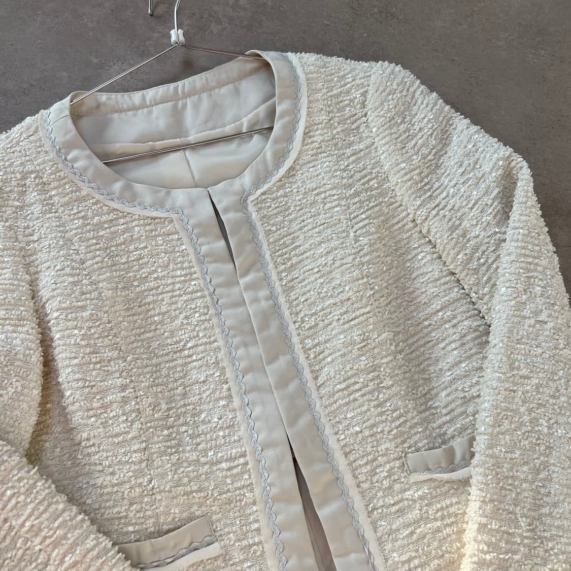 [하객룩 백화점퀄]화이트 펄 트위드 자켓 아이보리 상품이미지4