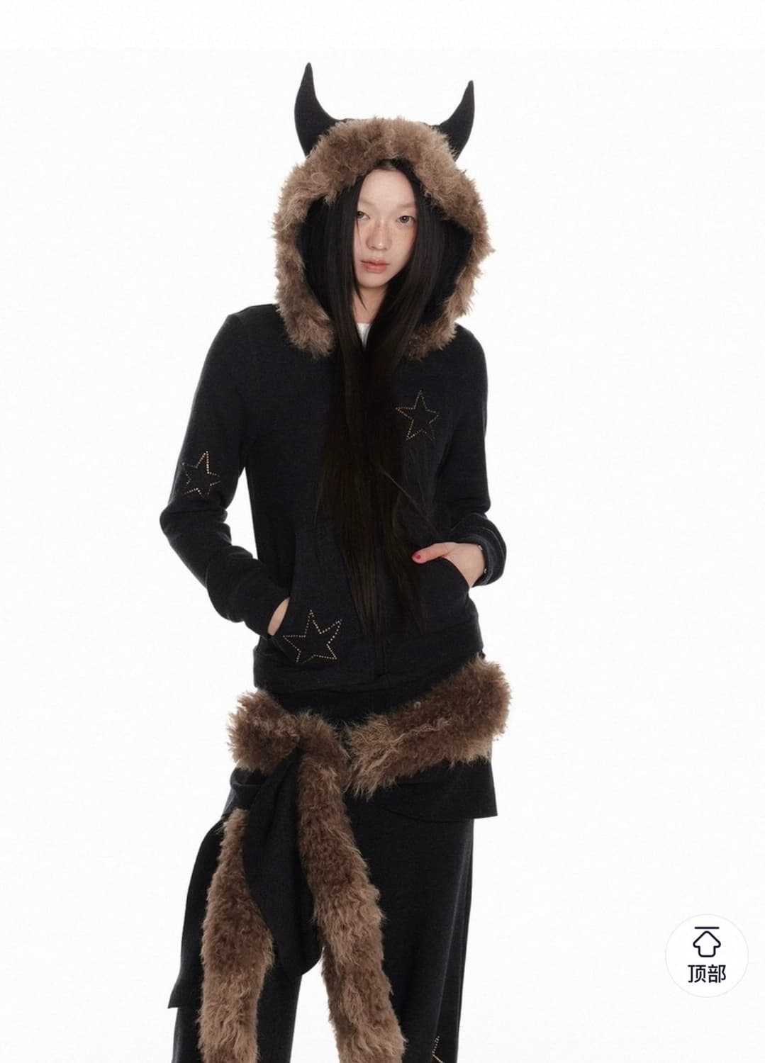 JIKOO 지쿠 셋업 상하이 중국 갸루 정품 악마 뿔 후드집업 팬츠 m 상품이미지1