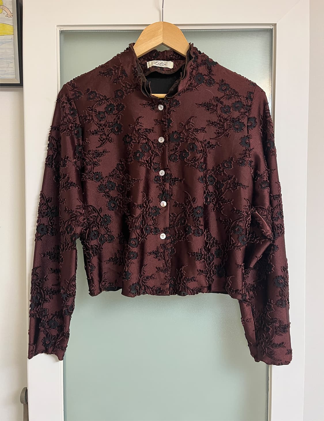 Brown gloss flower pattern jacket 상품이미지6