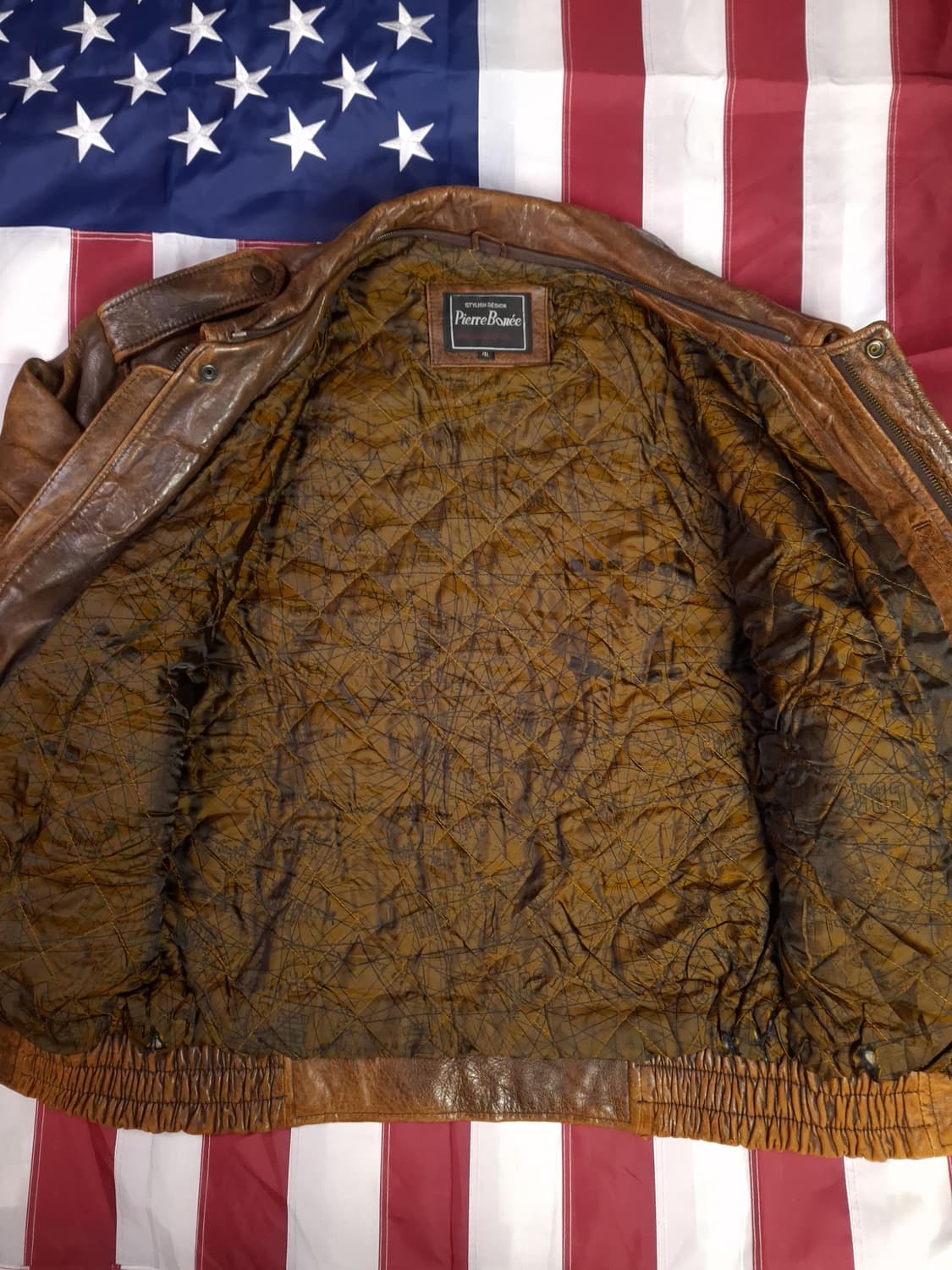 80's 일본판 빅사이즈 밀리터리 리얼레더 봄버자켓 상품이미지8