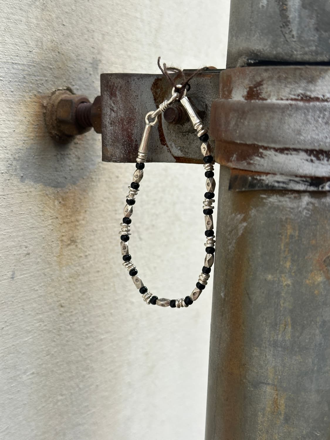 Black Bead Mix Chain Karen Silver Bracel 상품이미지2