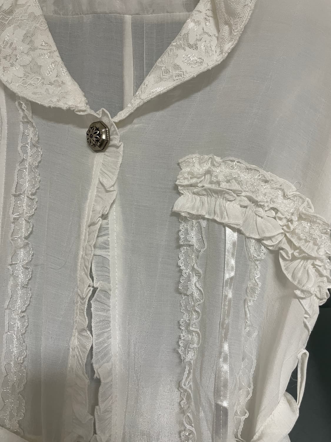 7부 시스루 프릴 가디건 상품이미지4