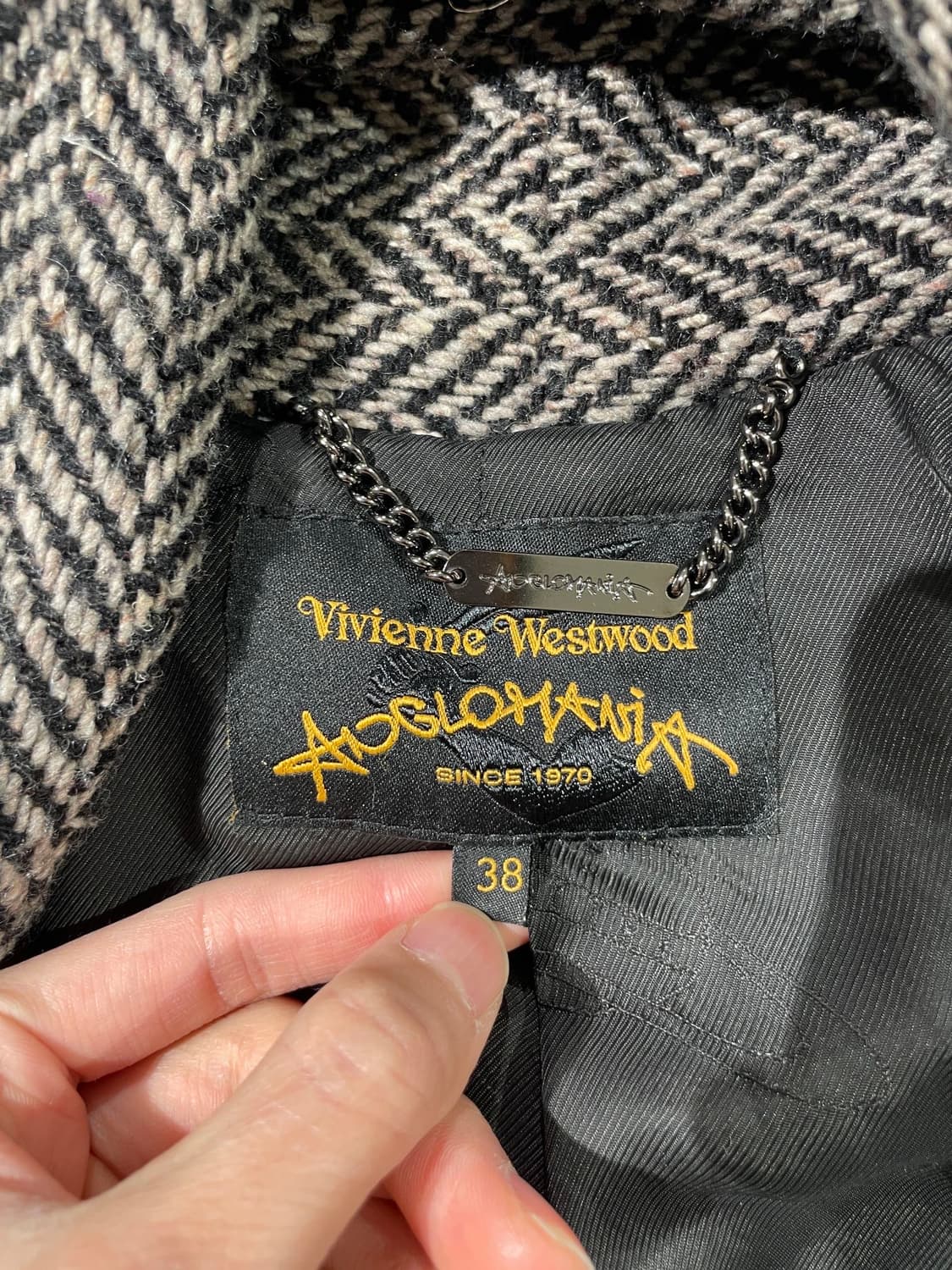 비비안 웨스트우드 앵글로마니아 헤링본 논 버튼 울 코트 상품이미지7