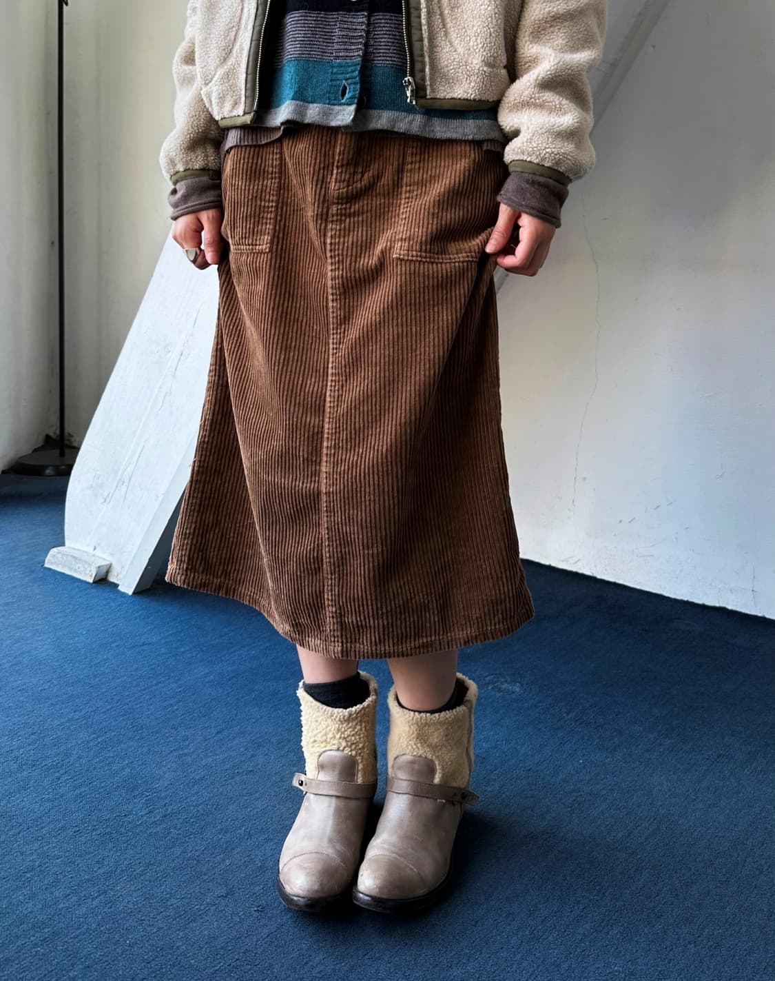 Cotton cord wide silhouette skirt 상품이미지9